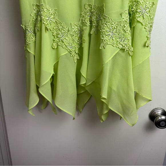 Vintage Y2K Grunge Fairy Embroidered Rhinestone Trim Asymmetrical Hem Skirt M-L - Picture 8 of 16